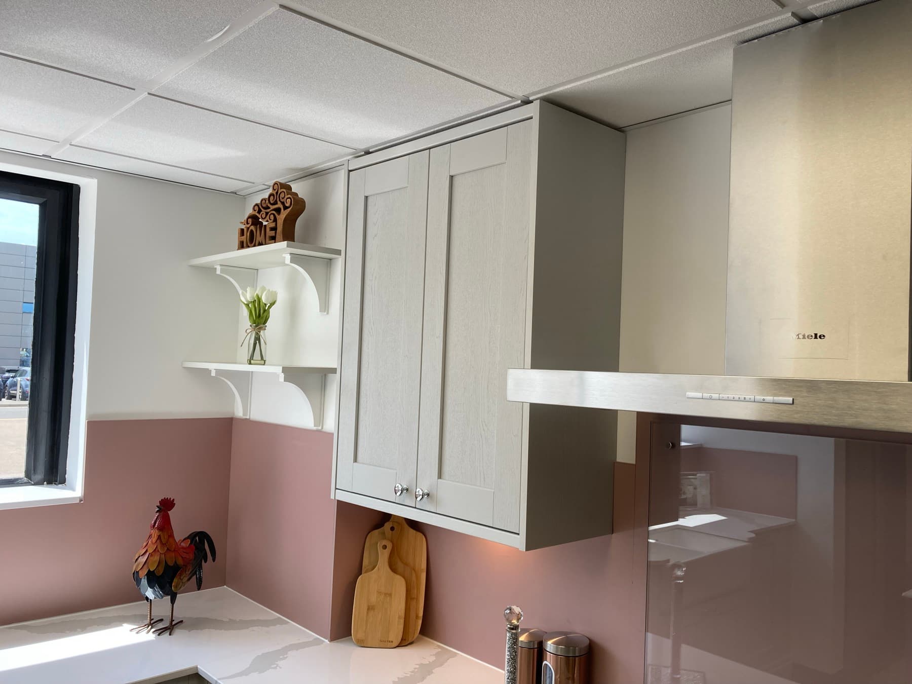 Built-in display shelving with integrated downlights