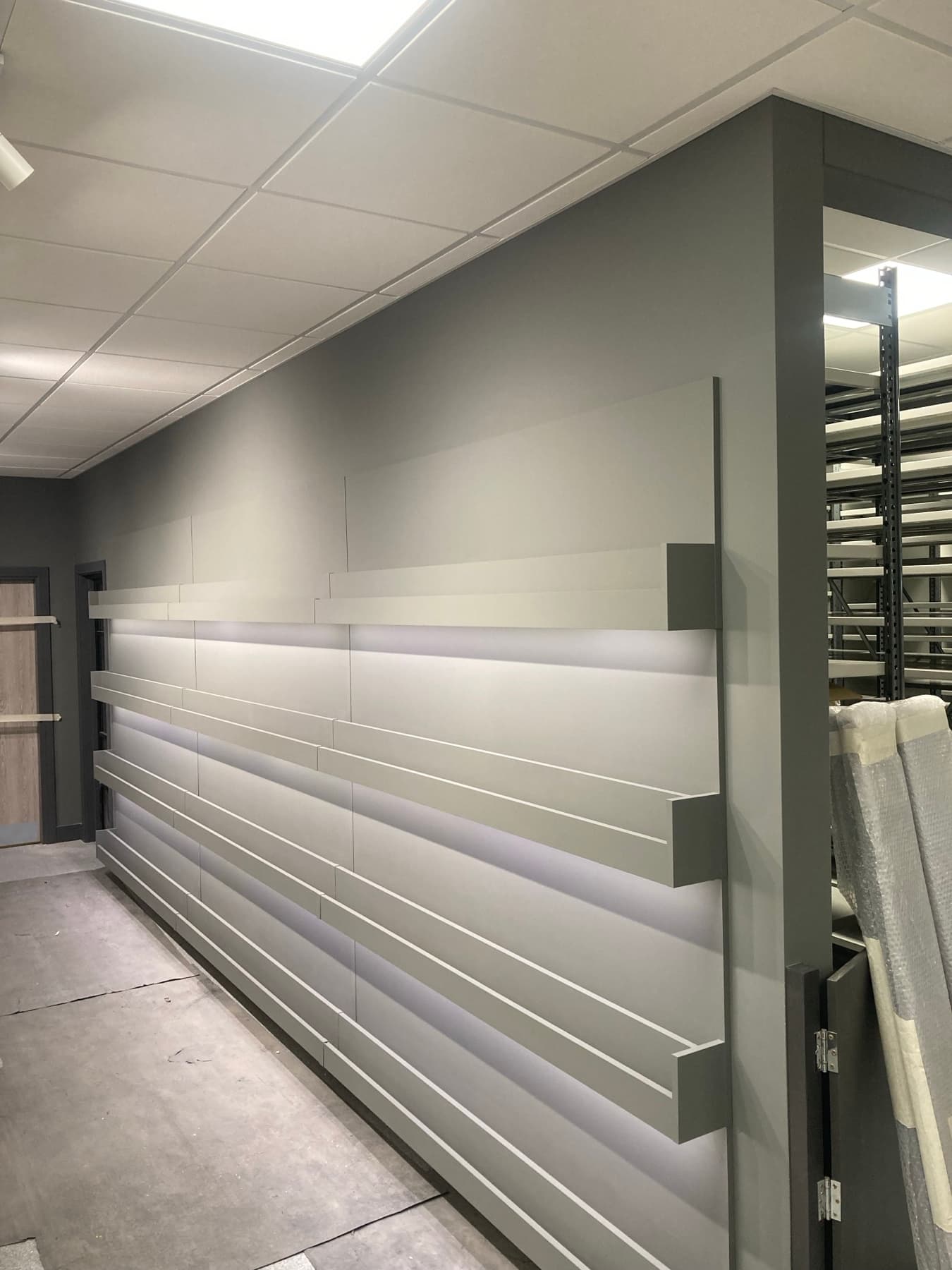Commercial showroom wall finished to a flawless standard